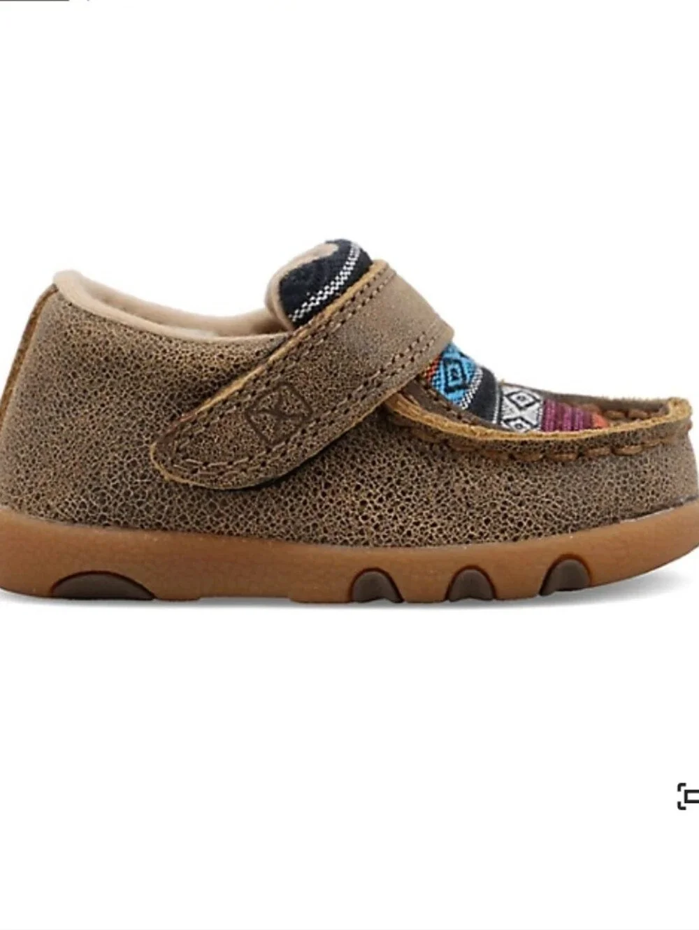 Twisted X Unisex Infant Driving Brown Moccasin Shoe with Colorful Woven Accent 7